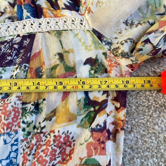 Anthropologie Maeve Abella Blouse Floral Patchwork Crochet Trim Top Size 0 - Picture 10 of 16